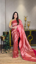 Pure Katan Silk Saree with Shikargah Weave