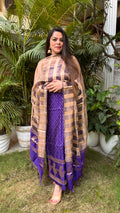 Purple Chiniya Silk Banarasi Designer Suit Set