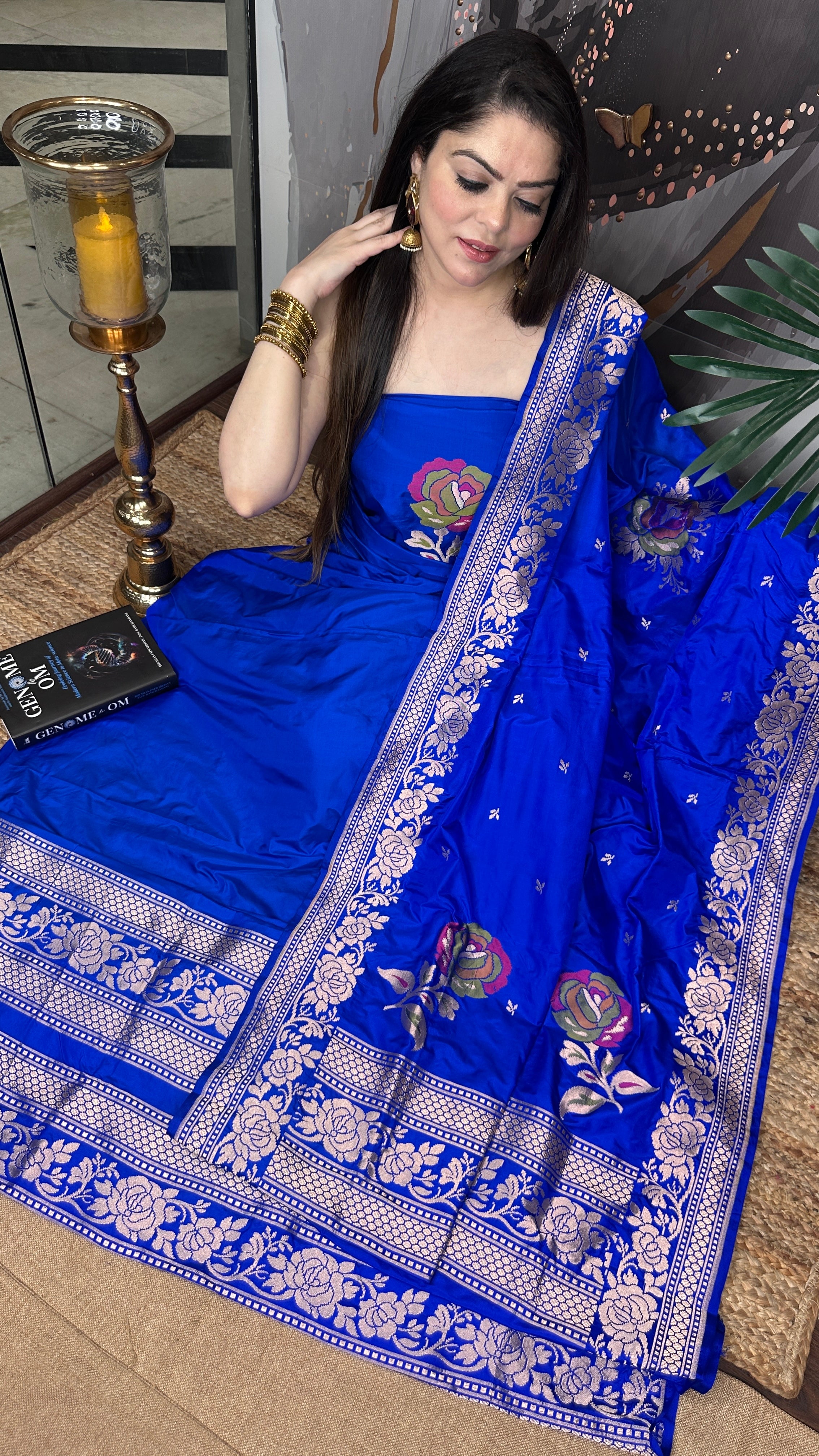 Kalam aur Katan — Pure Katan Silk Suit with Hand Brush Paint