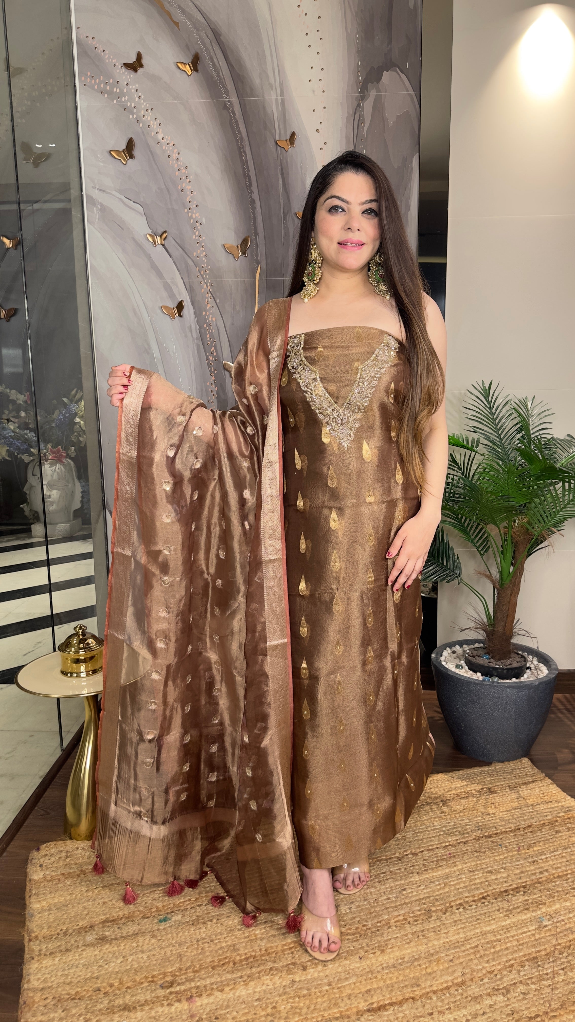 Naazuk — Pure Tissue Silk Hand-Embroidered Suit