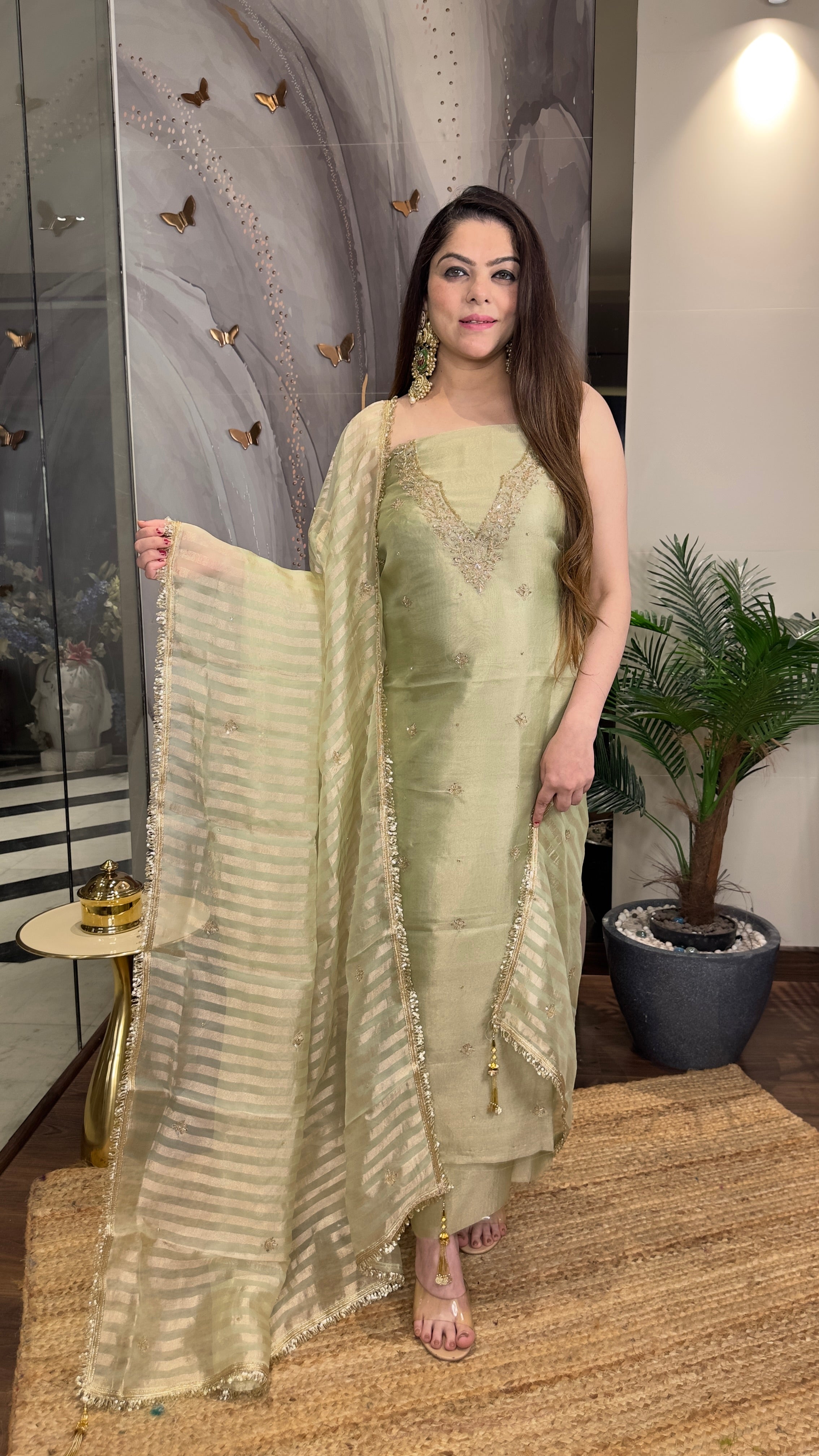 Naazuk — Pure Tissue Silk Hand-Embroidered Suit