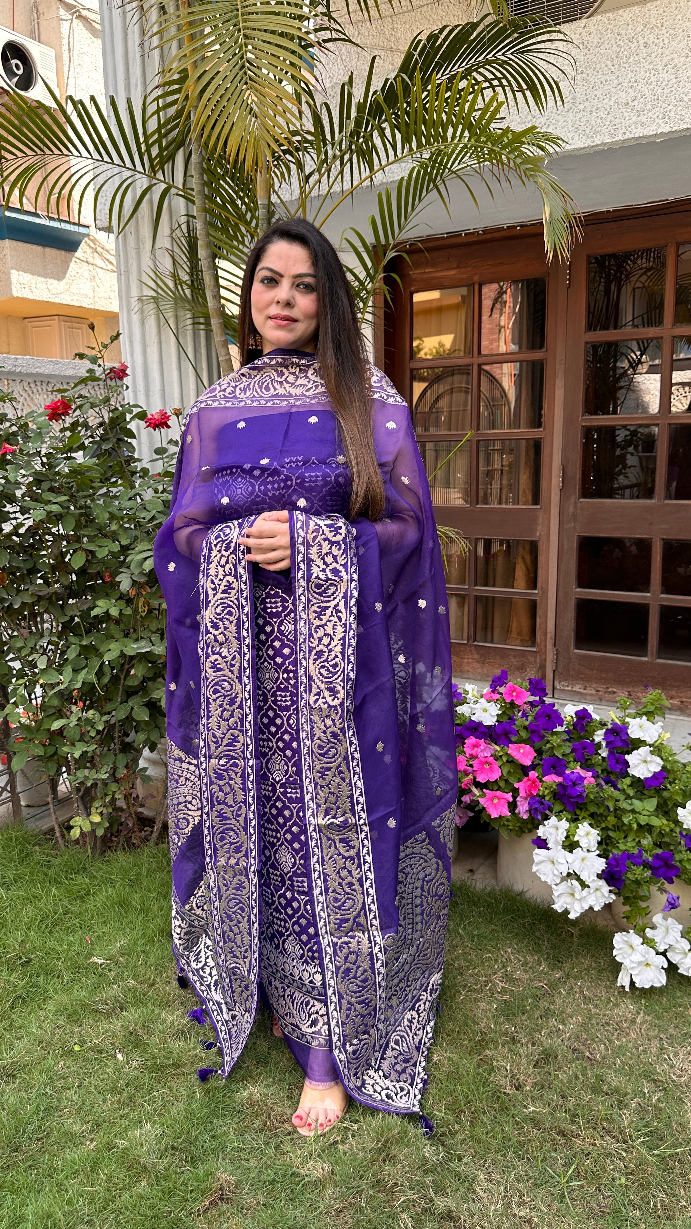 Pure organza silk with zari embroidery