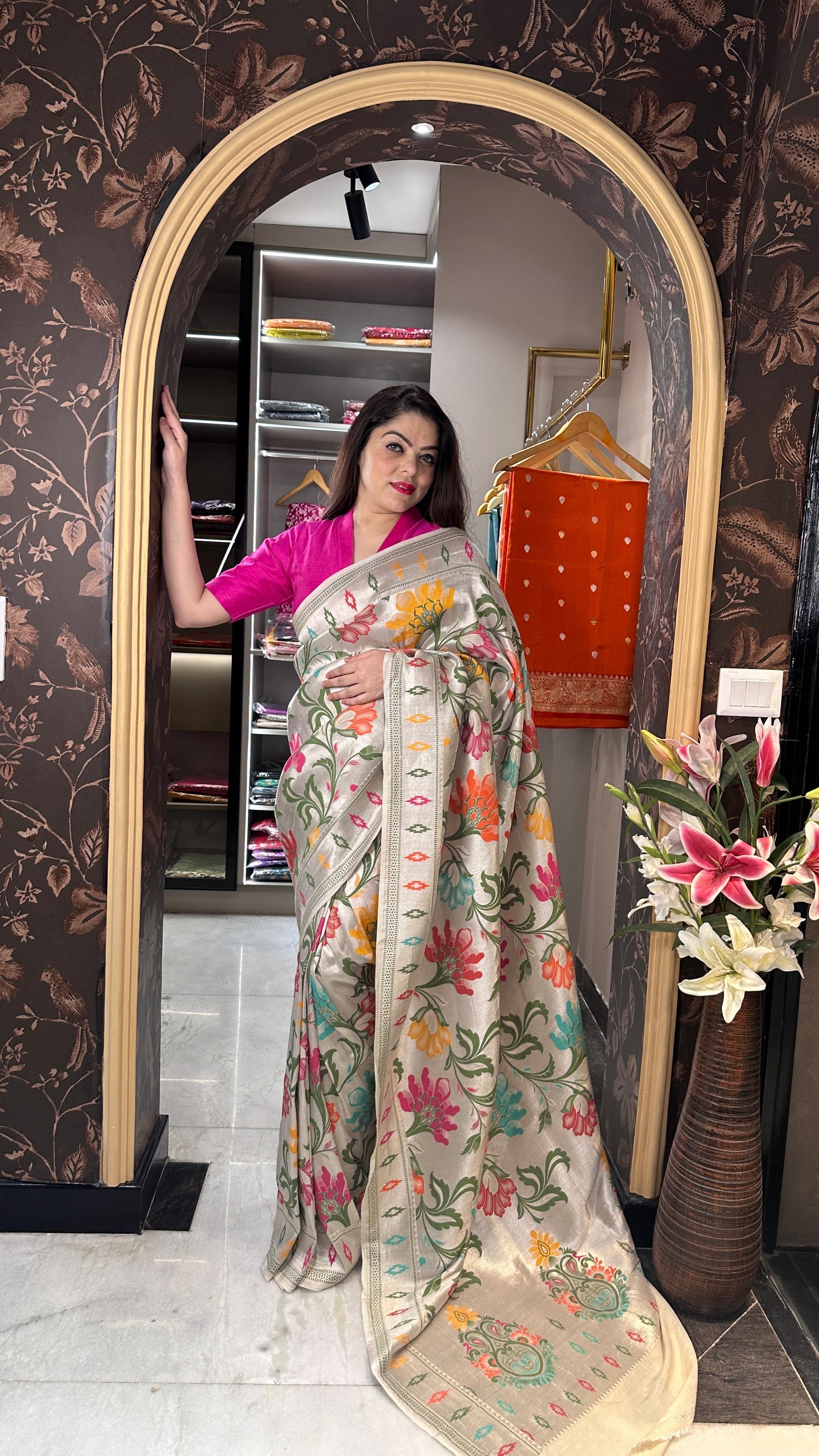 Pure Monga Silk Saree with Minakari Weave