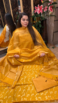 Pure Chanderi Silk Suit with Designer Weaves