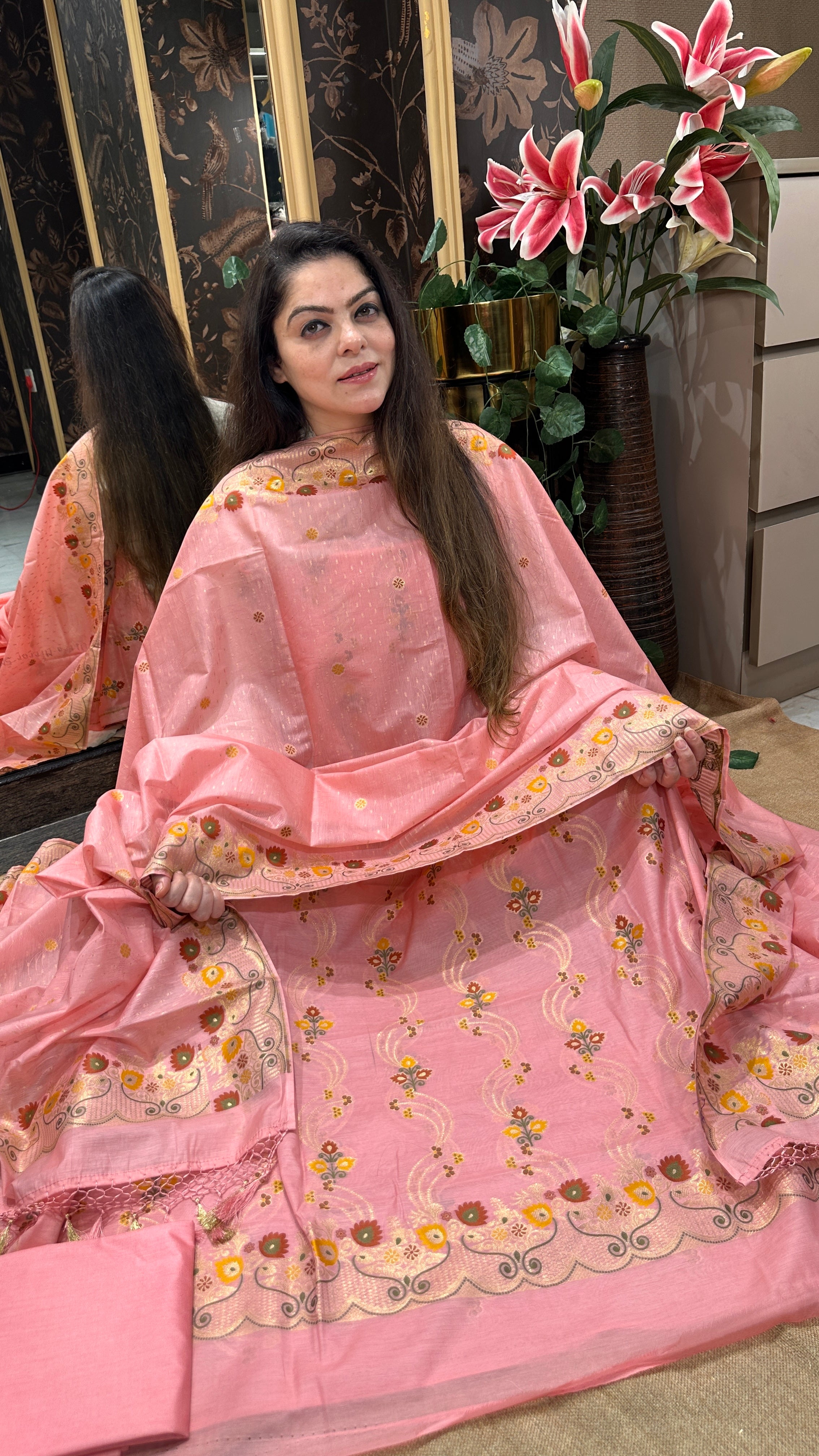 Pure Handloom Cotton Suit with Minakari Weaves