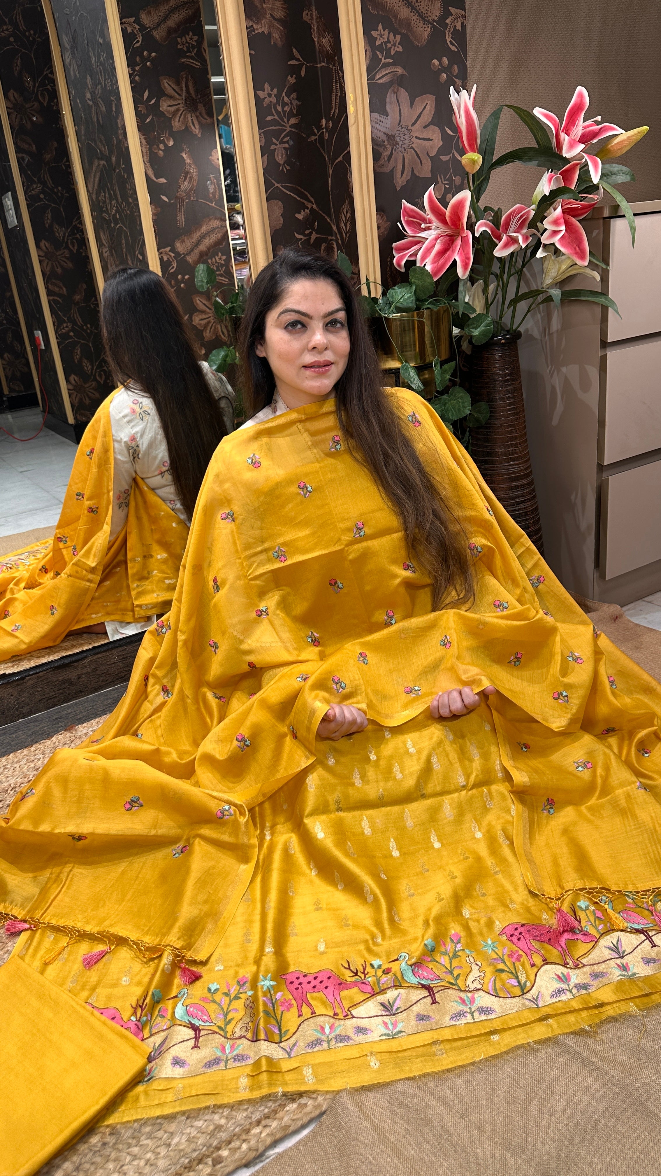 The Fauna Weave — Pure Chanderi Silk Embroidered Suit