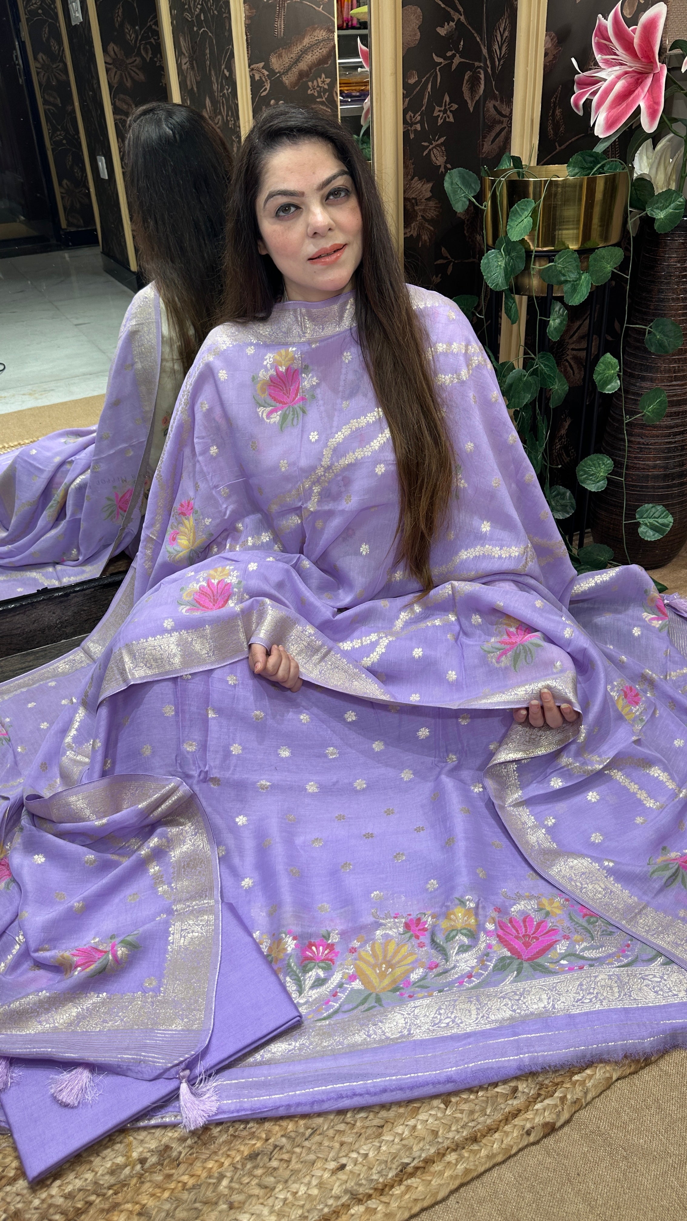 Viscose Georgette Suit with Minakari Weaves
