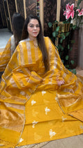 Pure chanderi silk with organza stripes dupatta