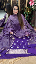 Pure chanderi silk suit with sona rupa weaves
