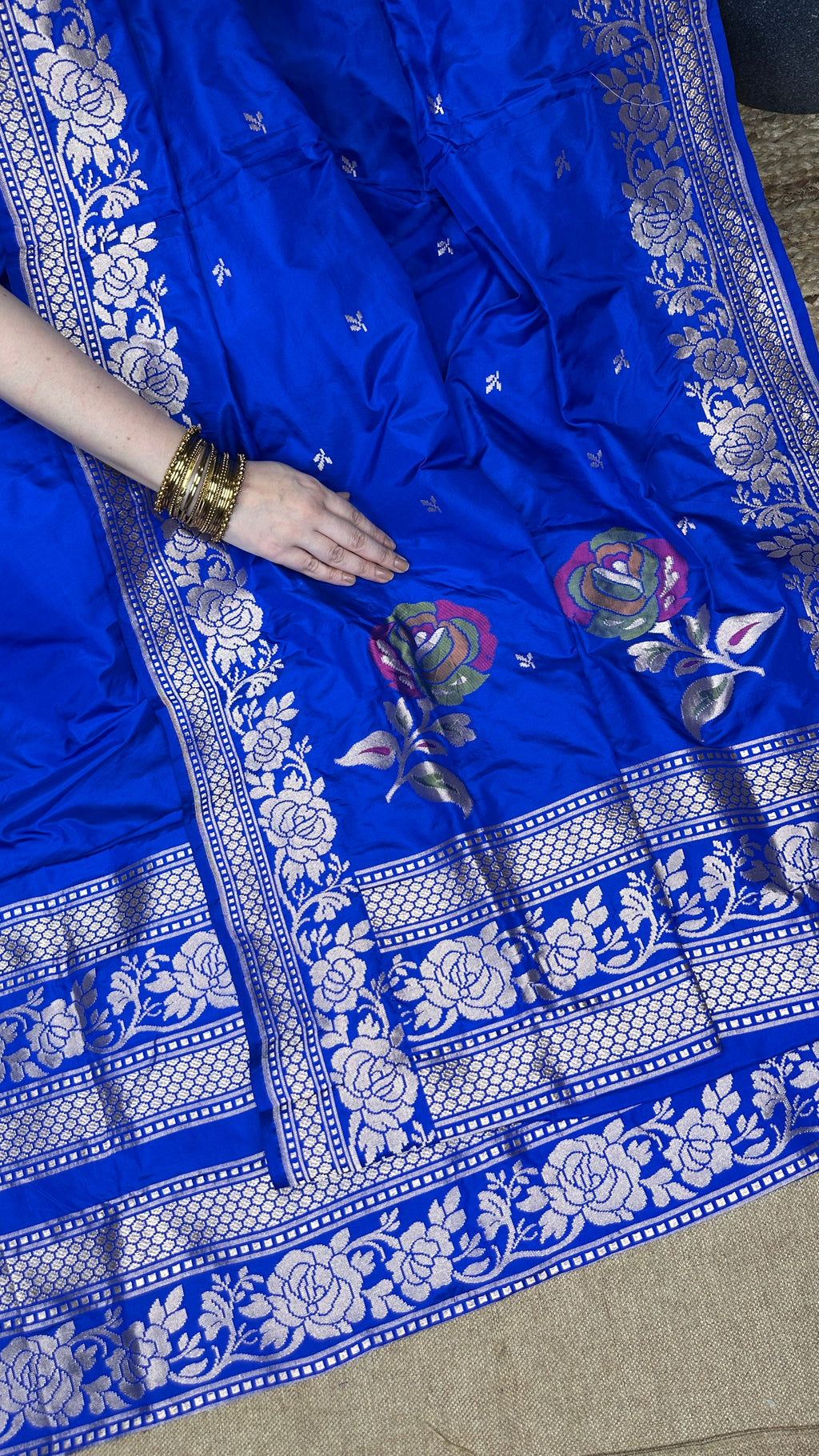Kalam aur Katan — Pure Katan Silk Suit with Hand Brush Paint