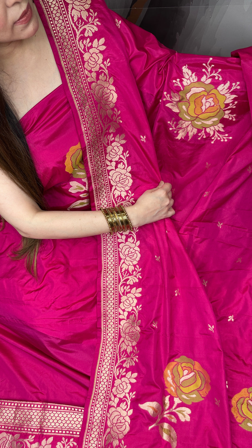Kalam aur Katan — Pure Katan Silk Suit with Hand Brush Paint