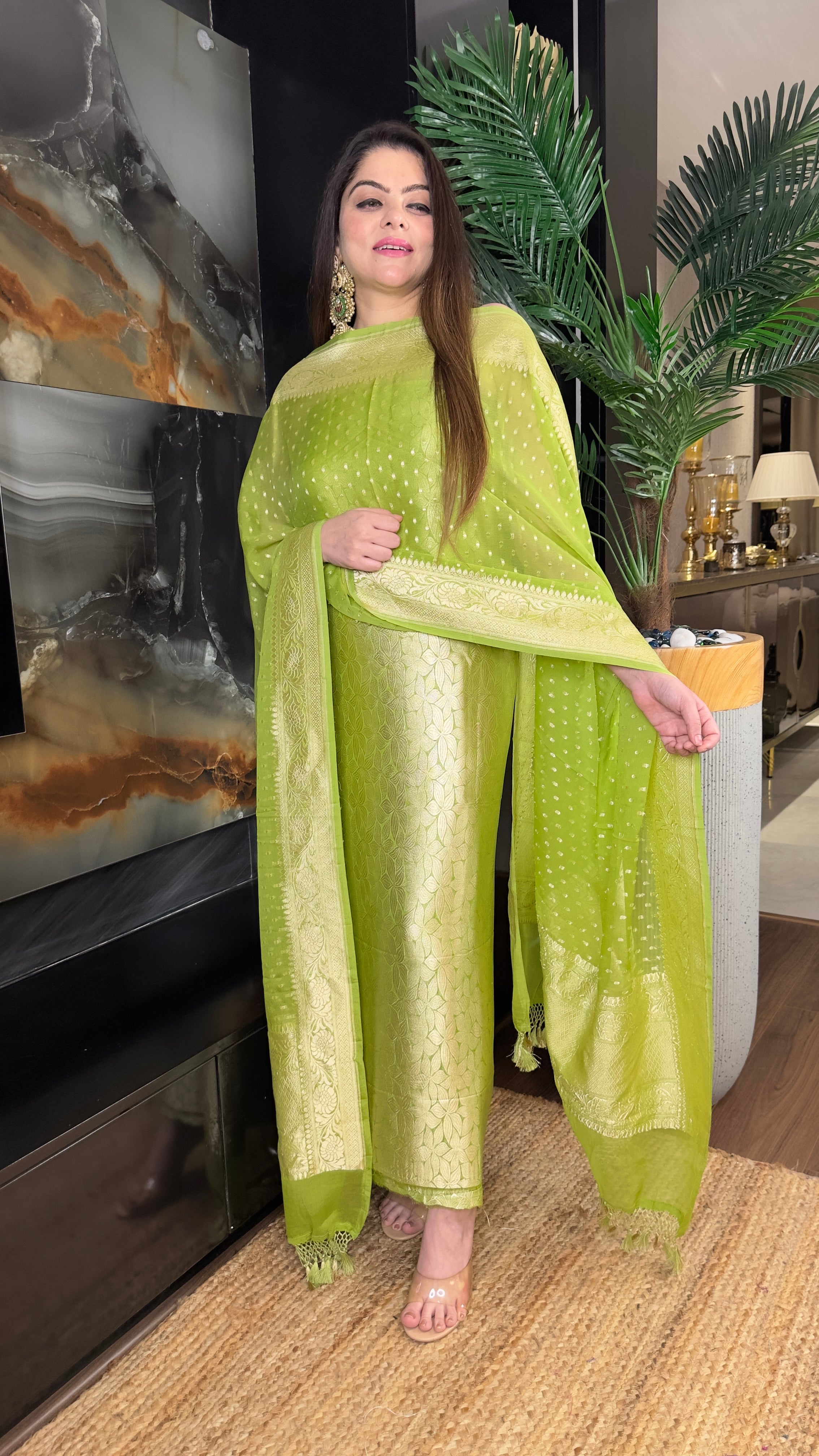 Pure Khaddii Georgette Brocade Look Unstitched Suit