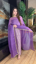 Jahanara — Pure Brocade Silk Suit with Meena Weaves