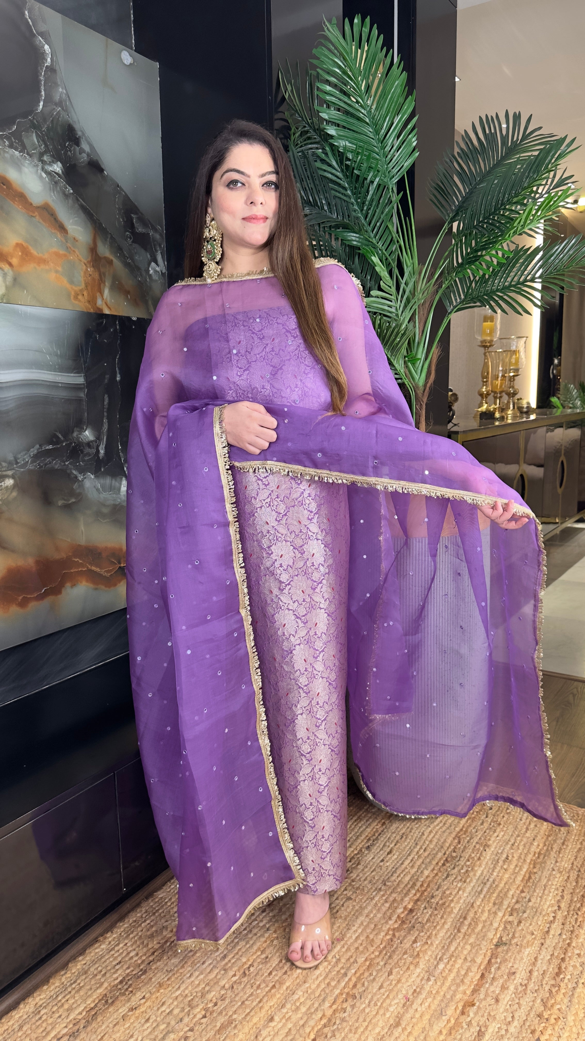 Jahanara — Pure Brocade Silk Suit with Meena Weaves