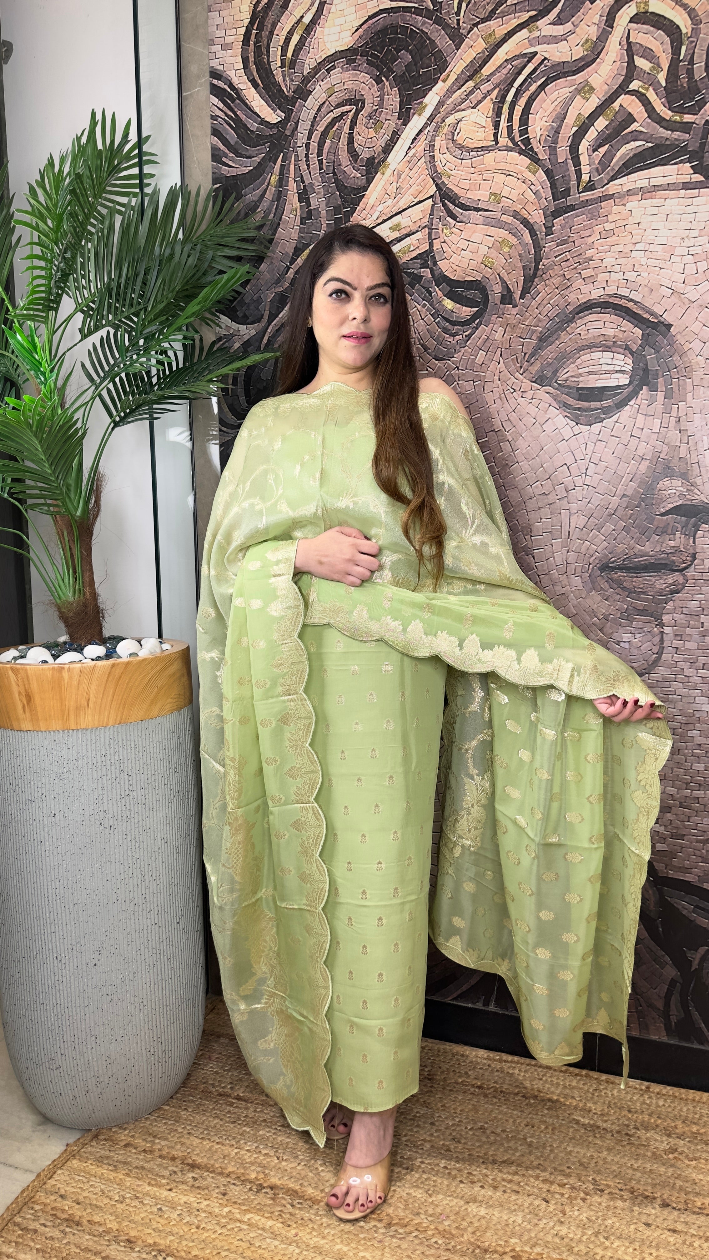 Viscose George Designer Suit in Pastels