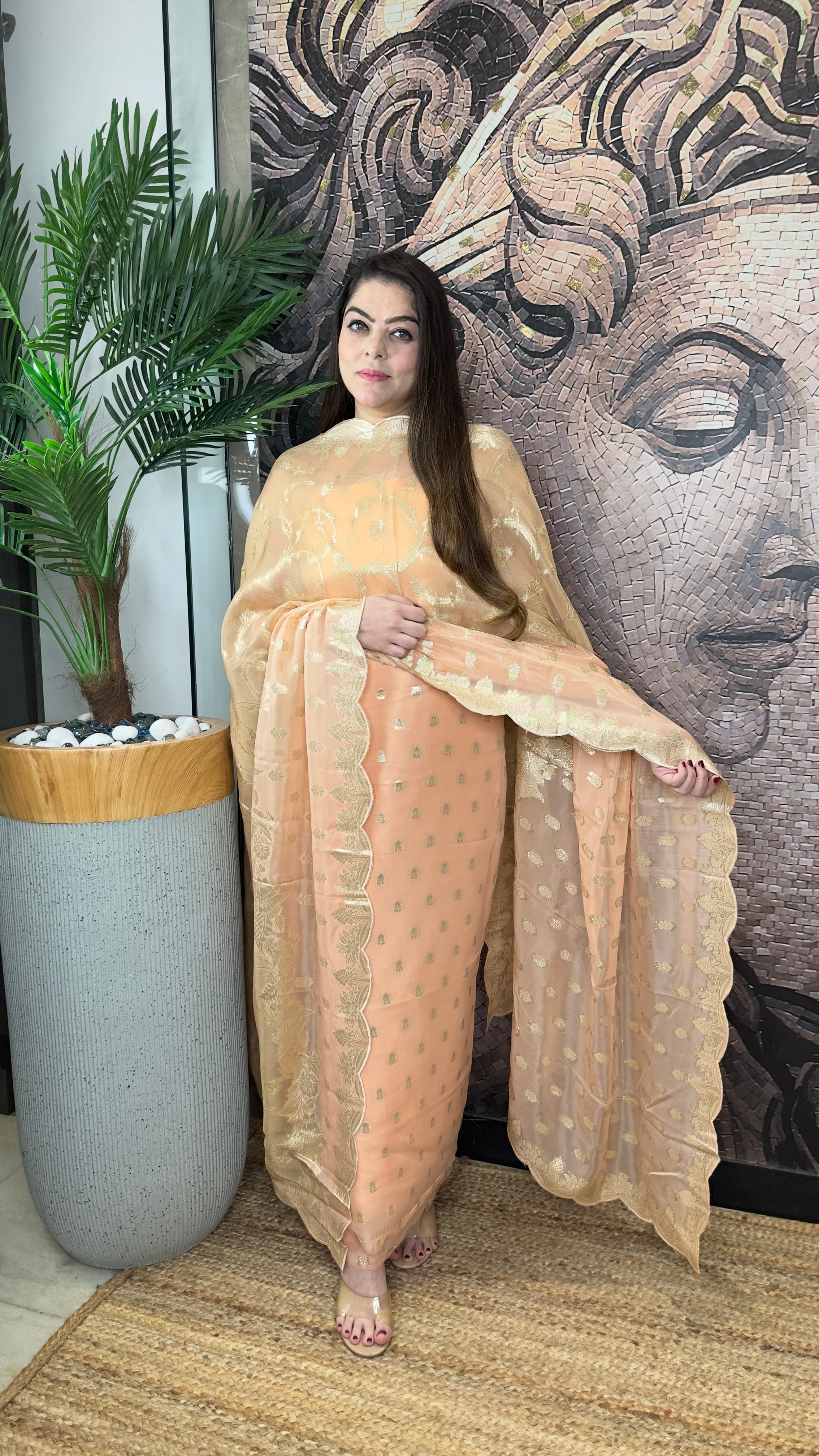 Viscose George Designer Suit in Pastels