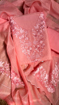 Pure Mul Chanderi Silk Suit with Bird-Inspired Thread Embroidery – Complete 3-Piece Set