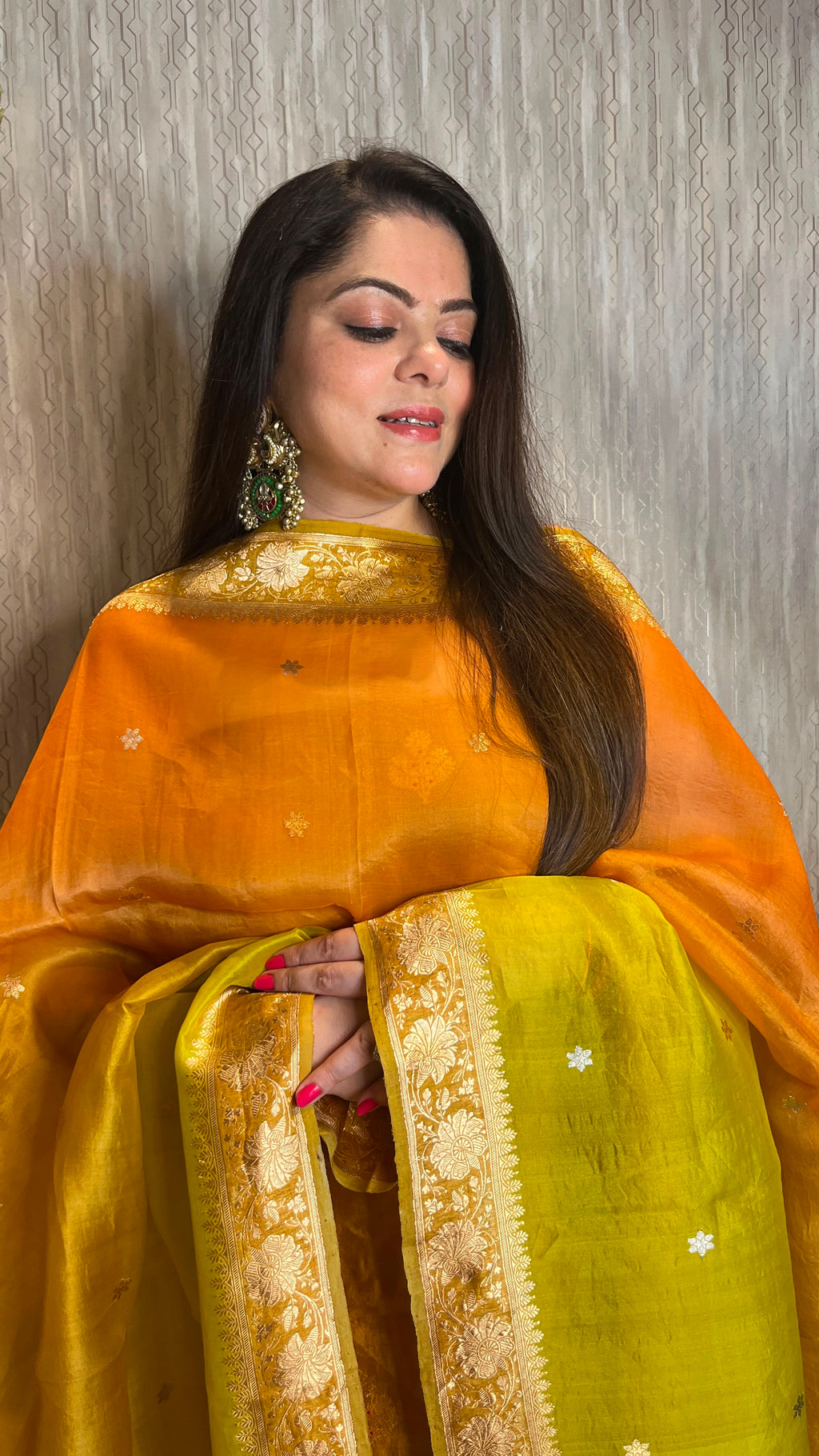 Pure Chiniya Silk Suit with Minakari Weave & Kora Silk Rangkat Dupatta