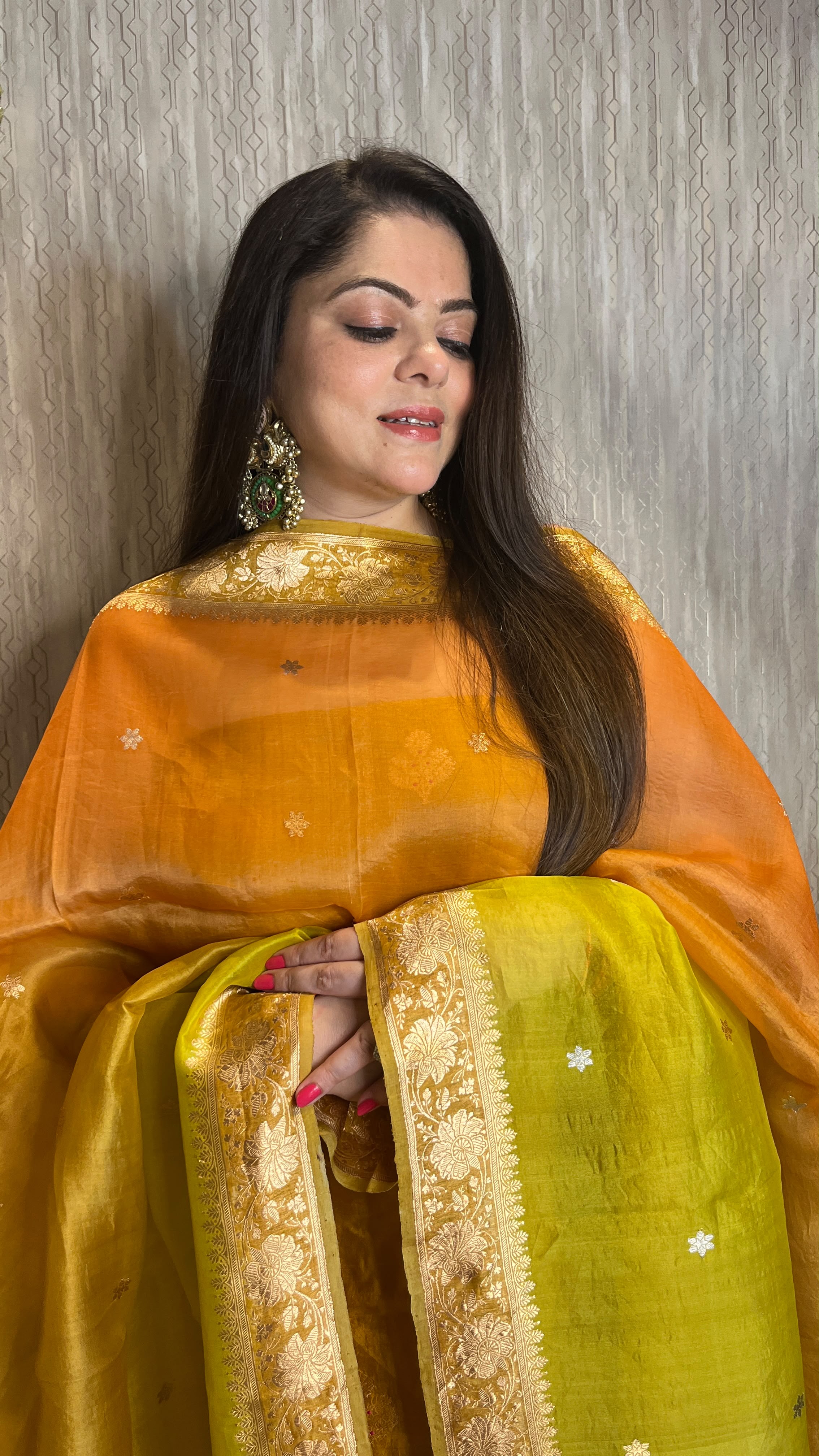 Pure Chiniya Silk Suit with Minakari Weave & Kora Silk Rangkat Dupatta