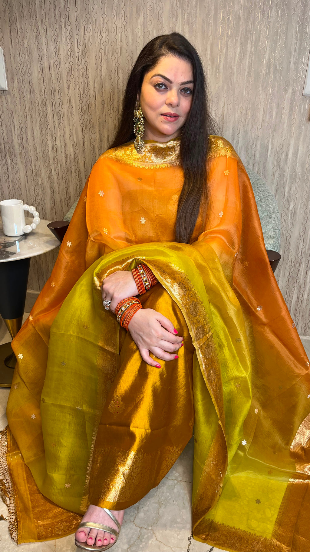 Pure Chiniya Silk Suit with Minakari Weave & Kora Silk Rangkat Dupatta