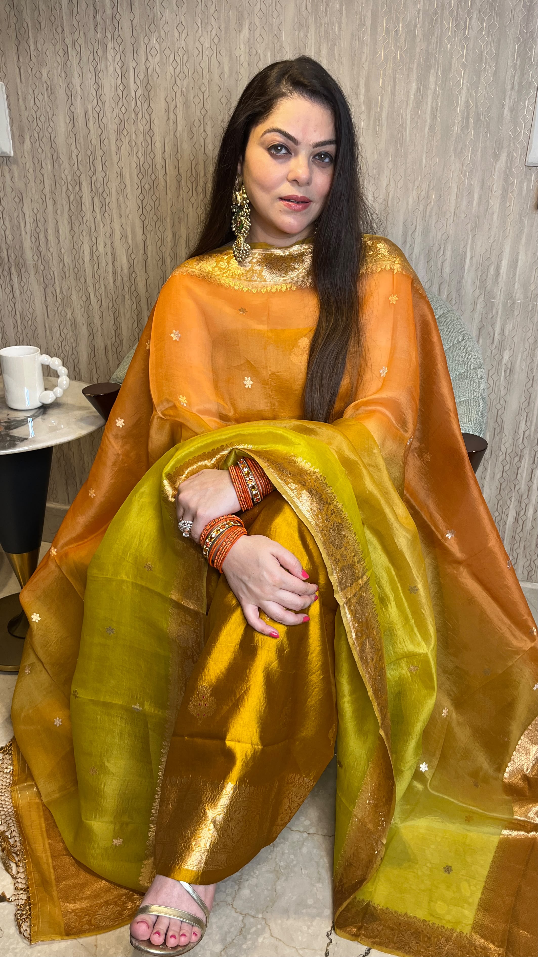Pure Chiniya Silk Suit with Minakari Weave & Kora Silk Rangkat Dupatta