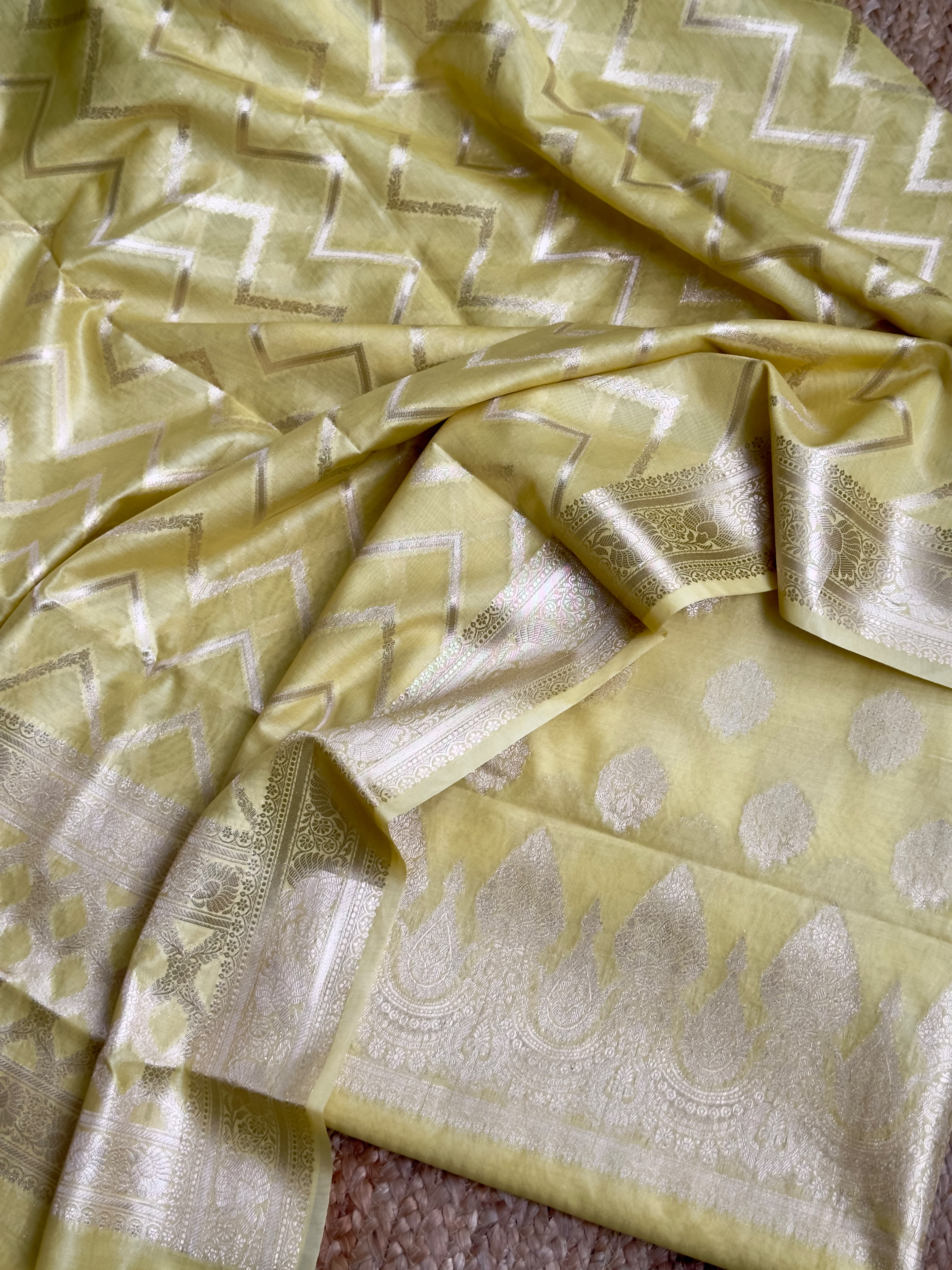 Timeless Banarasi – Pure Chanderi Silk Suit with Pure Banarasi Cotton Bottom