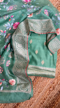 Pure Chanderi Silk Suit with Shaded Thread Embroidery, Premium Organza Zari-Border Dupatta & Banarasi Cotton Bottom