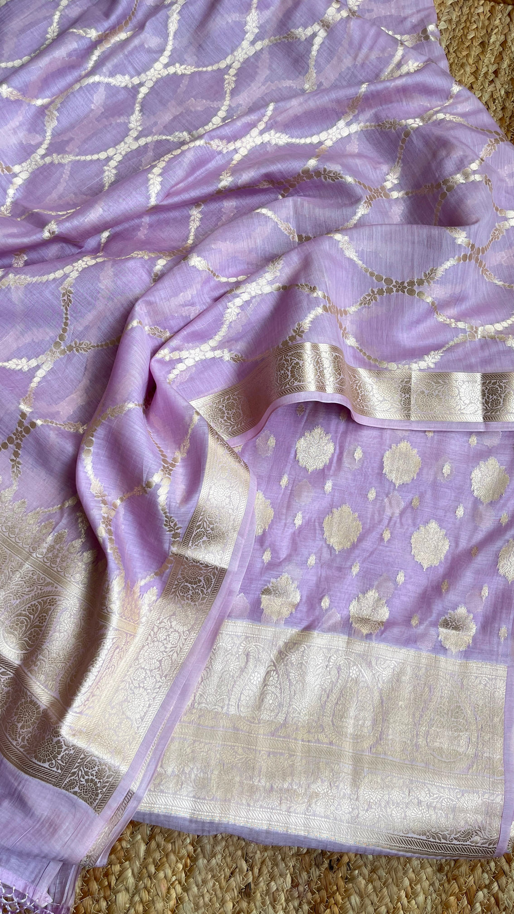 Simply Banarasi – Pure Chanderi Silk Suit with Banarasi Cotton Bottom