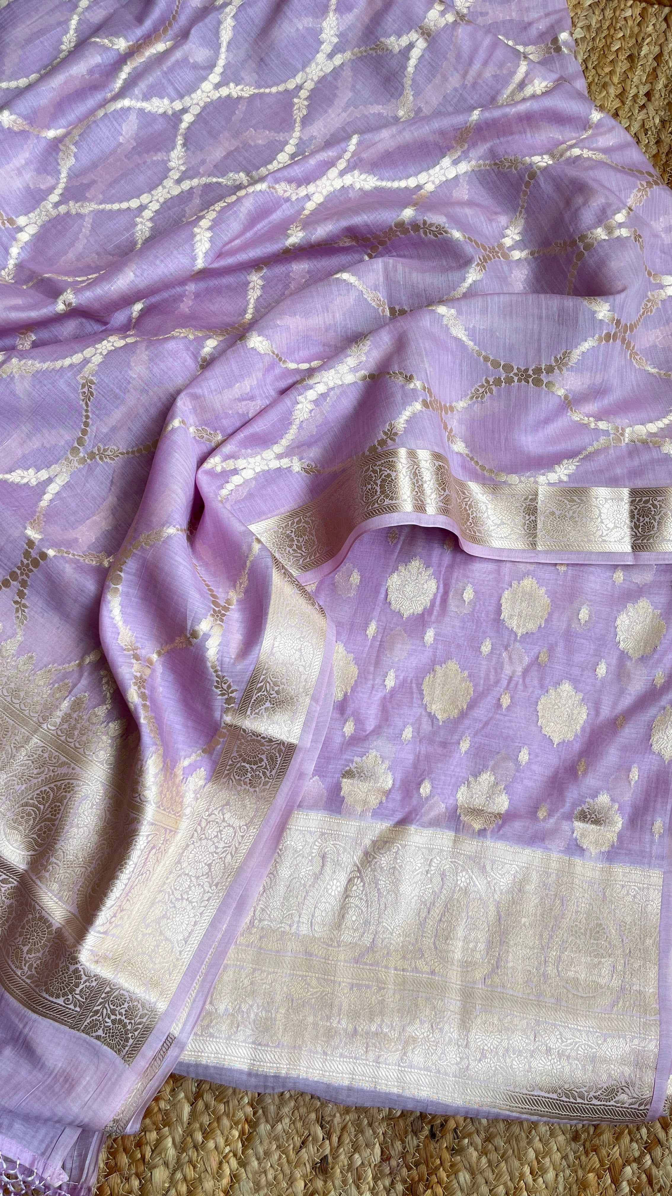 Simply Banarasi – Pure Chanderi Silk Suit with Banarasi Cotton Bottom
