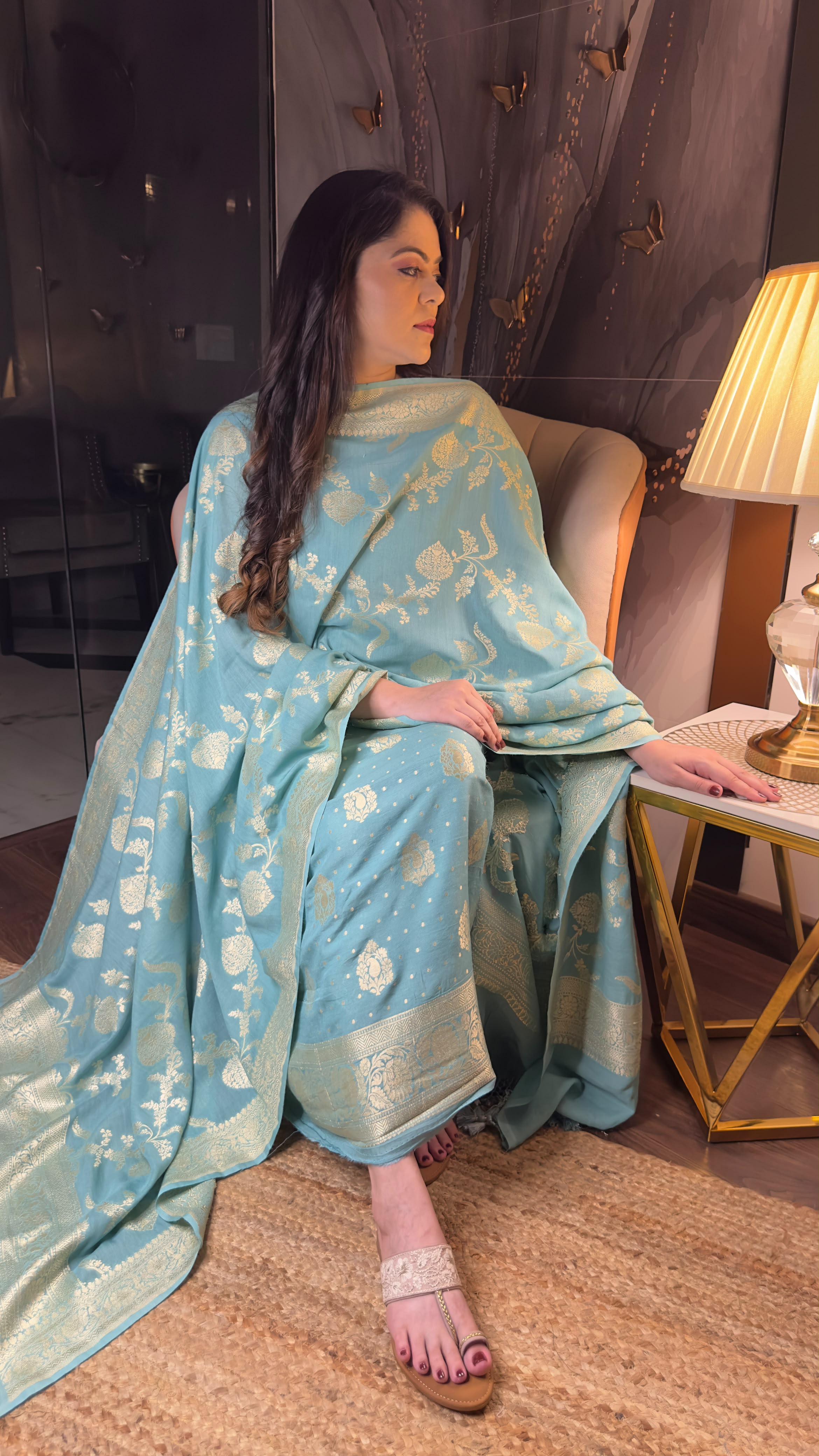 Pure Muga Silk Suit – Aesthetic Handloom Elegance for Festive Occasions