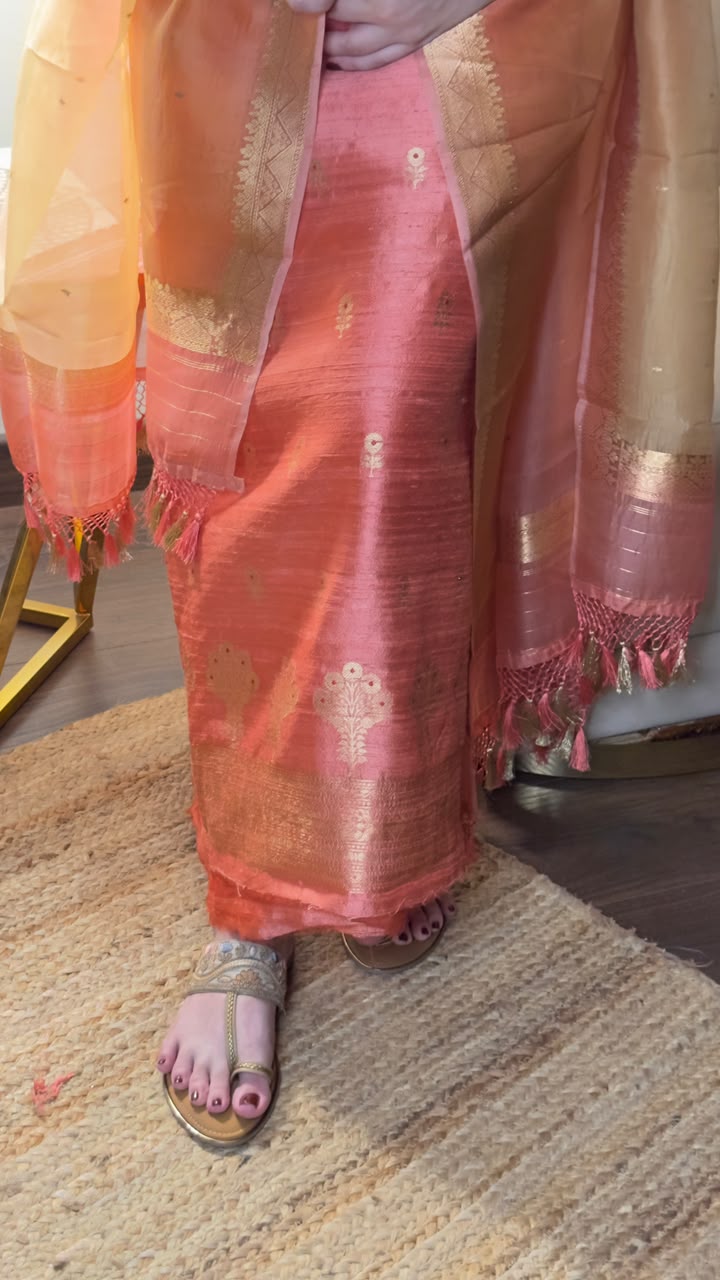 Pure Raw Silk Suit with Minakari Weave & Kora Silk Rangkat Dupatta