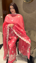Pure Chanderi Silk Suit with Intricate Floral Thread Embroidery