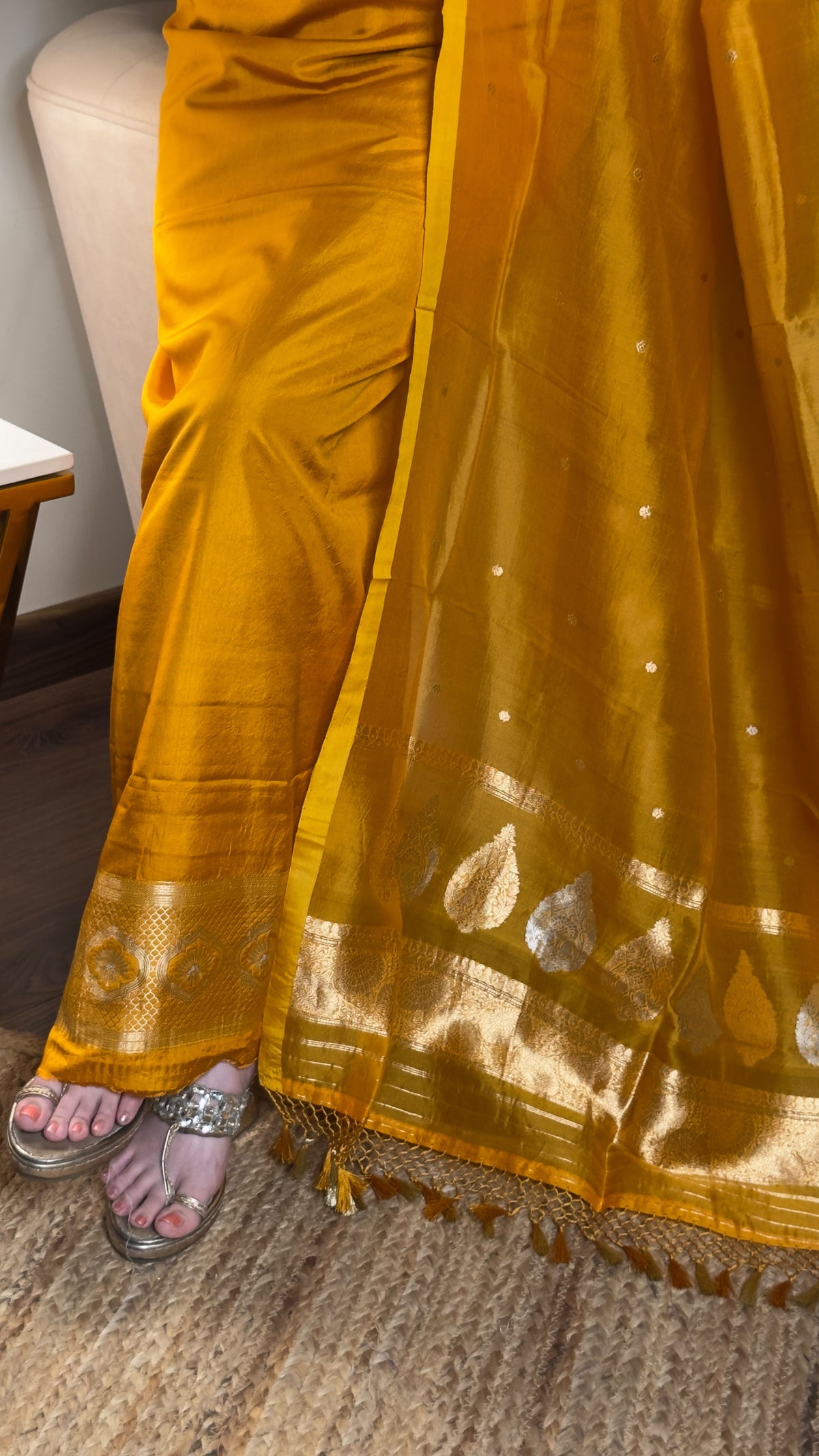 Mustard Gold Woven Chanderi Silk Suit