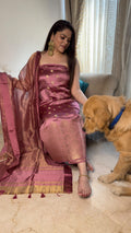 Royal Raw Mango Silk 3-Piece Suit Set with Hand-Detailed Dupatta