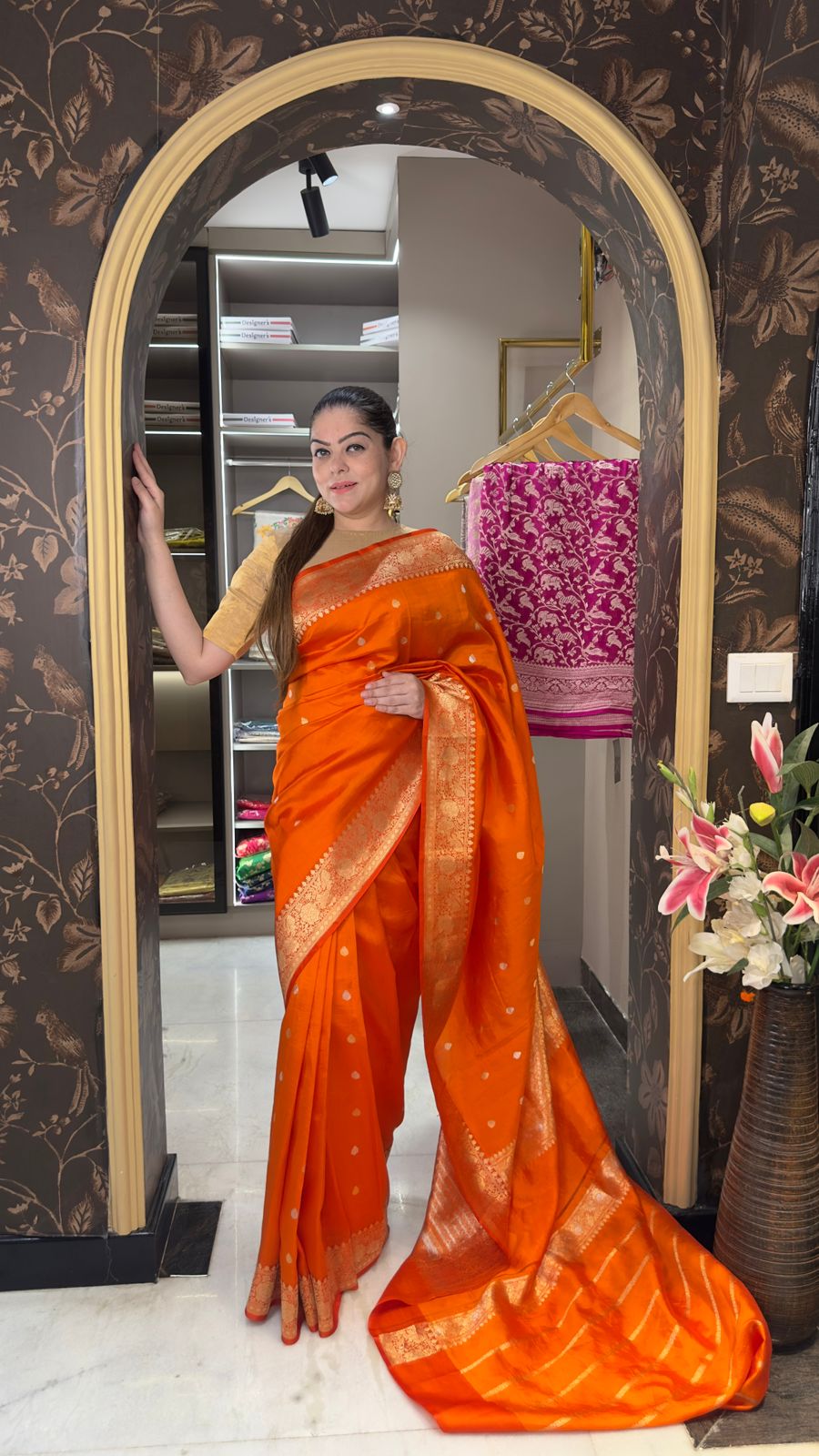 Pure Katan Silk Saree with Kaduva Weaves | Handloom Banarasi Silk