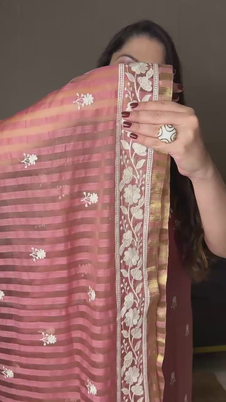 Pure Mul Chanderi Silk Three-Piece Suit