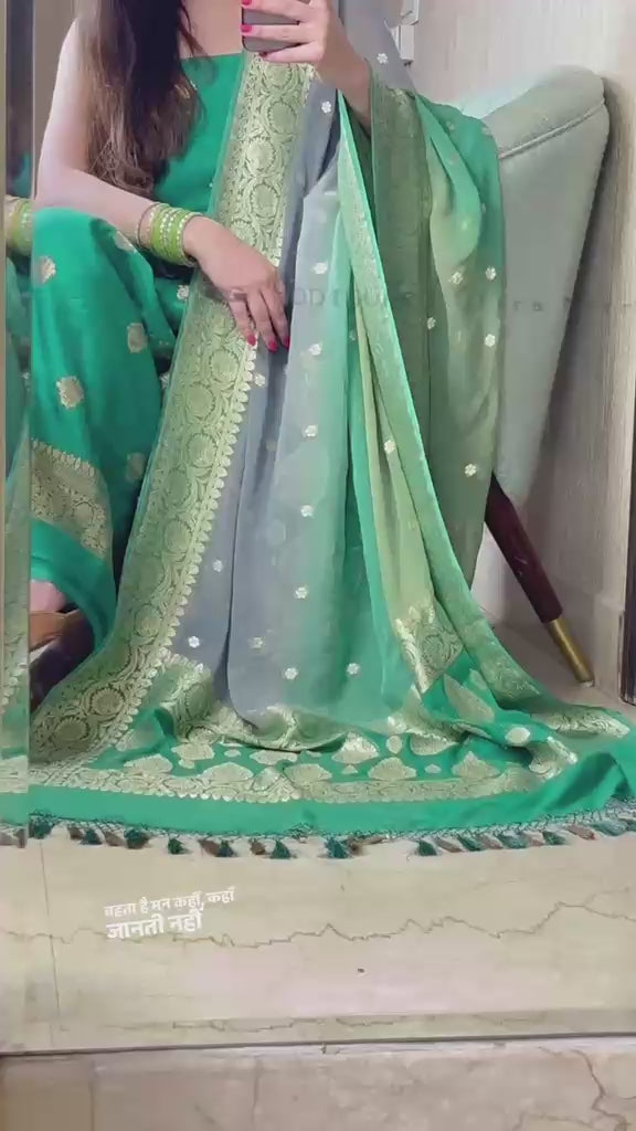 Pure Chiniya Silk Suit with Khaddi Georgette Rangkat Dupatta